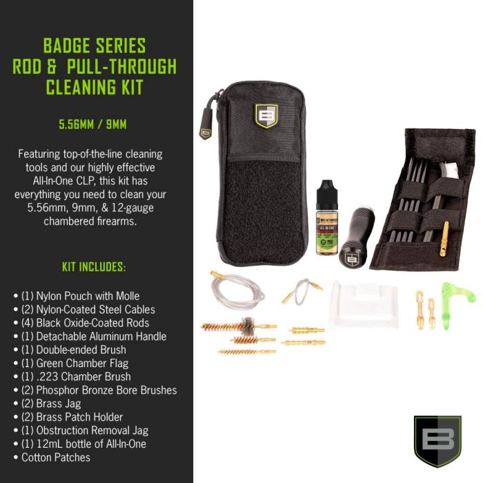 Breakthrough Clean Technologies Badge Series Rod and Pull-Through Cleaning Kit 5.56x45mm NATO, 9mm Luger