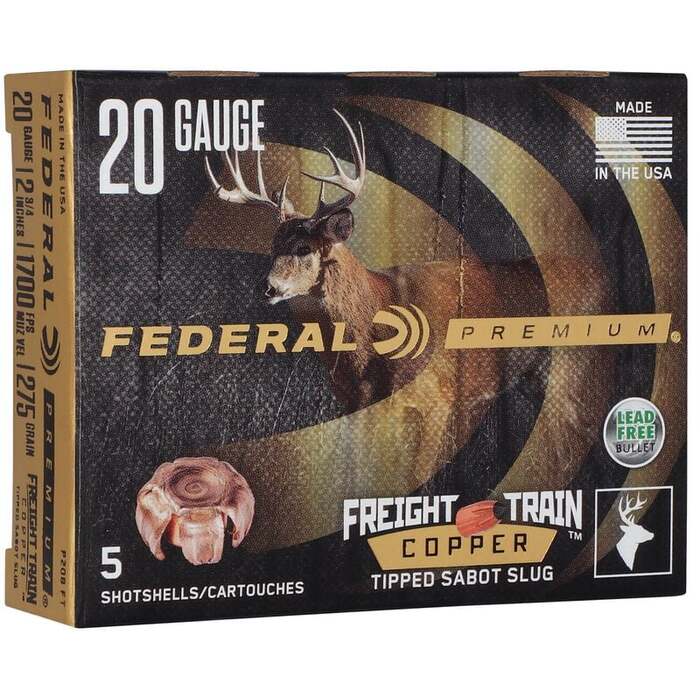 Federal Ammunition 20 Gauge 2-3/4" 275 Grain Copper Tipped Sabot Slug 5 Count