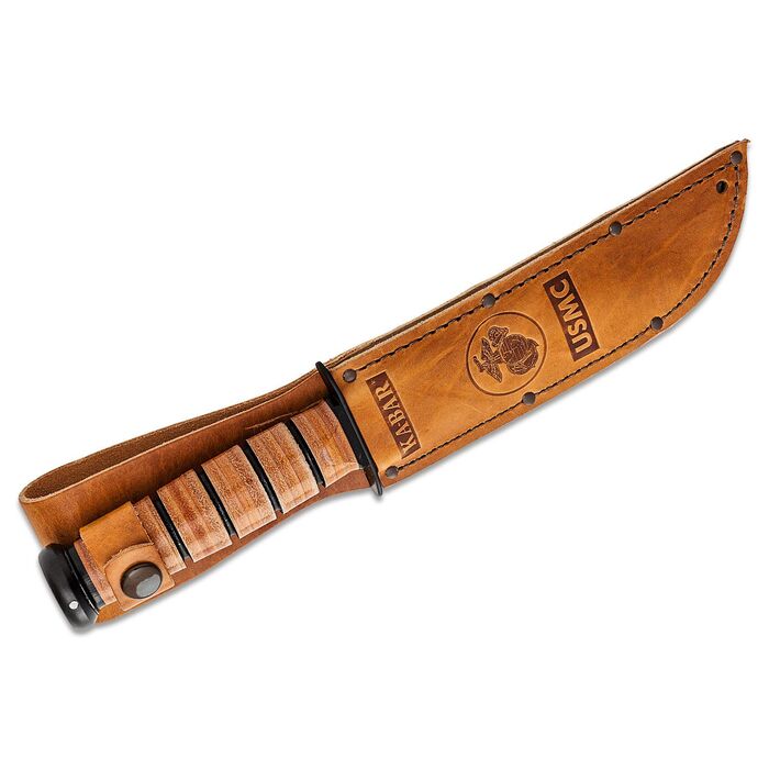 KA-BAR USMC Fighting Fixed Blade Knife 7" Clip Point Plain Edge