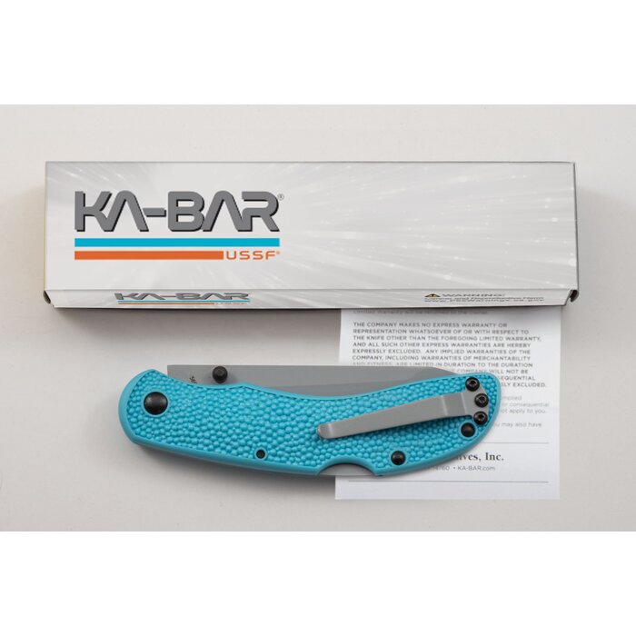 KA-BAR Corser Folding Knife 3.4" Tanto Light Blue Satin Blade