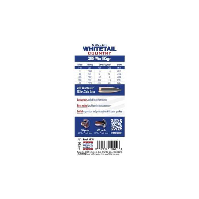 Nosler Ammunition 30-30 Winchester 150 Grain Solid Base Round Nose Boattail 20 Count