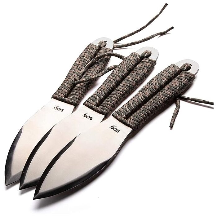 SOG Fling Throwing Knife 2.8" Spear Point Plain Edge Pack 3