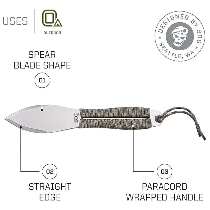 SOG Fling Throwing Knife 2.8" Spear Point Plain Edge Pack 3