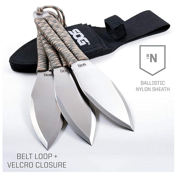 SOG Fling Throwing Knife 2.8" Spear Point Plain Edge Pack 3