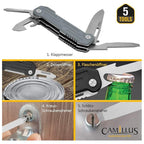 Camillus Pocket Block Compact Durable Corrosion-Resistant 420 Stainless Steel Folding Pocket Knife Silver/Grey-Blue