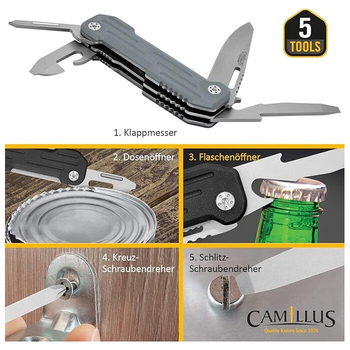 Camillus Pocket Block Compact Durable Corrosion-Resistant 420 Stainless Steel Folding Pocket Knife Silver/Grey-Blue