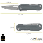 Camillus Pocket Block Compact Durable Corrosion-Resistant 420 Stainless Steel Folding Pocket Knife Silver/Grey-Blue