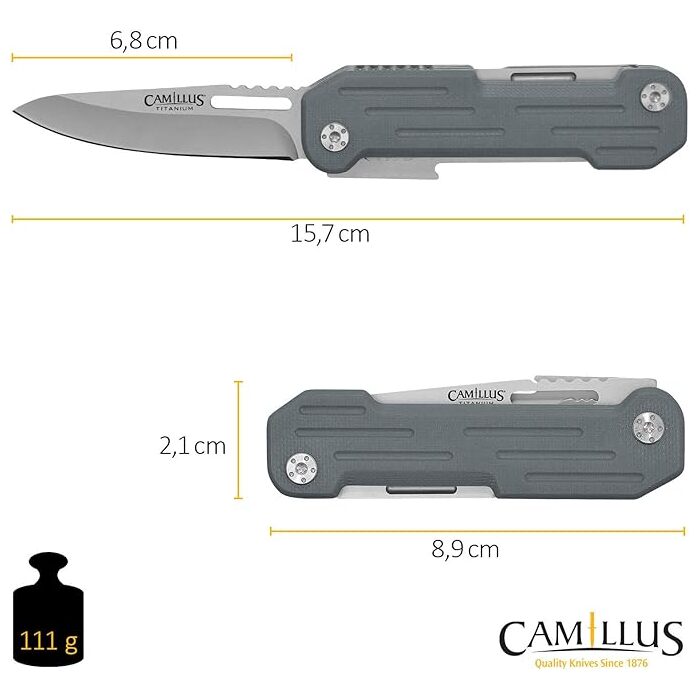 Camillus Pocket Block Compact Durable Corrosion-Resistant 420 Stainless Steel Folding Pocket Knife Silver/Grey-Blue
