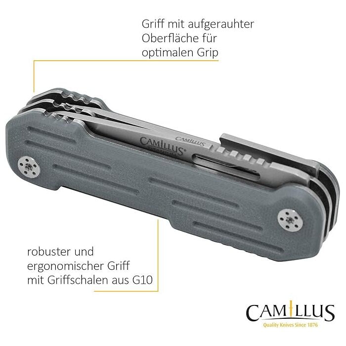 Camillus Pocket Block Compact Durable Corrosion-Resistant 420 Stainless Steel Folding Pocket Knife Silver/Grey-Blue