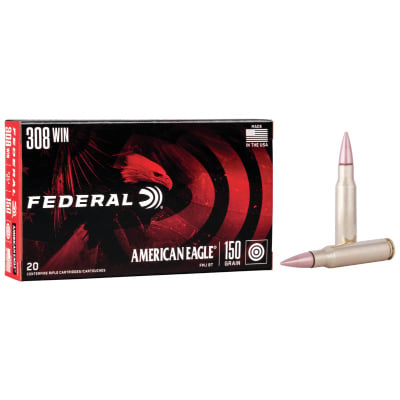 Federal Ammunition 308 Winchester 150 Grain Full Metal Jacket Boat Tail 20 Count