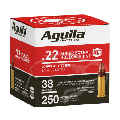 Aguila Ammunition 22 Long Rifle 38 Grain Copper Plated Hollow Point 250 Count