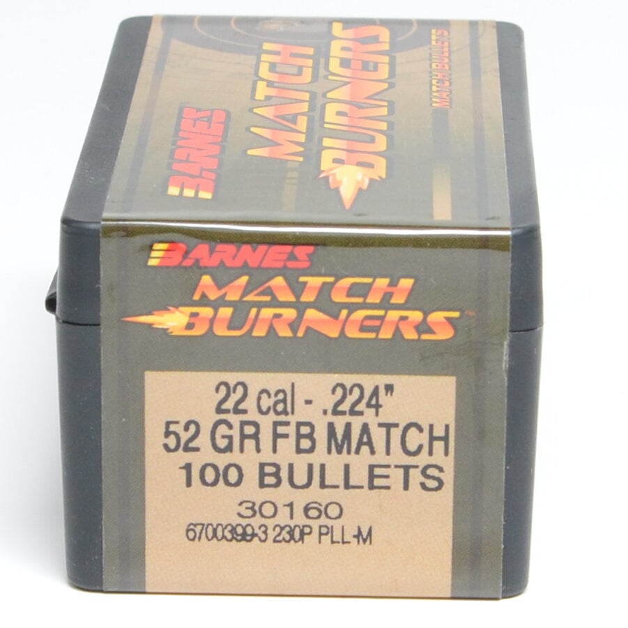 Barnes .224 Diameter 52 Grain Open Tip Match Match Burner 100 Count Bullets