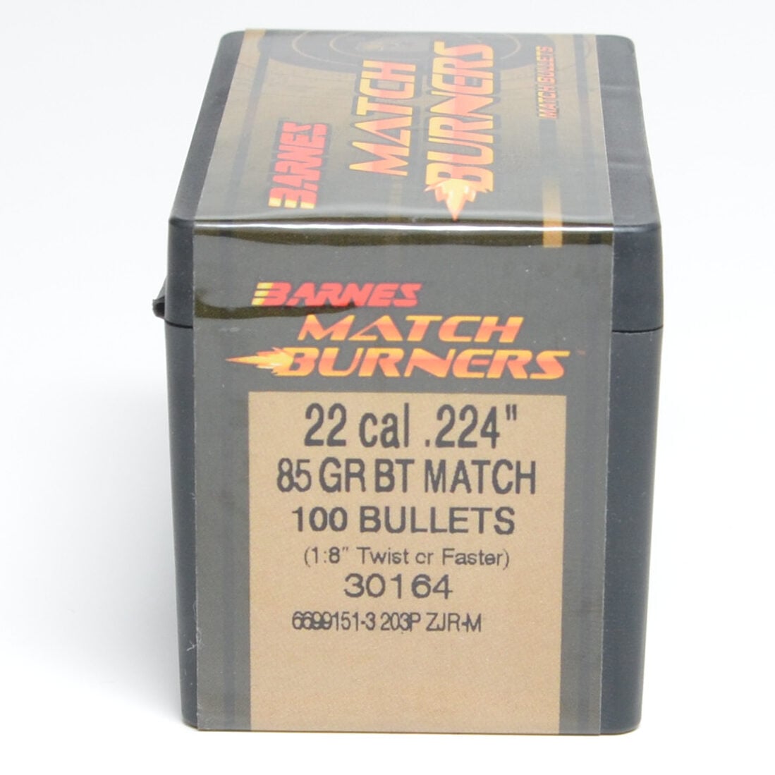 Barnes .224 Diameter 85 Grain Boat Tail Hollow Point Match Burner 100 Count Bullets