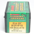 Barnes .224 Diameter 36 Grain Hollow Point Flat Base Varmint Grenade Bullets