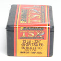 Barnes .224 Diameter 45 Grain Solid Hollow Point TSX 50 Count Bullets