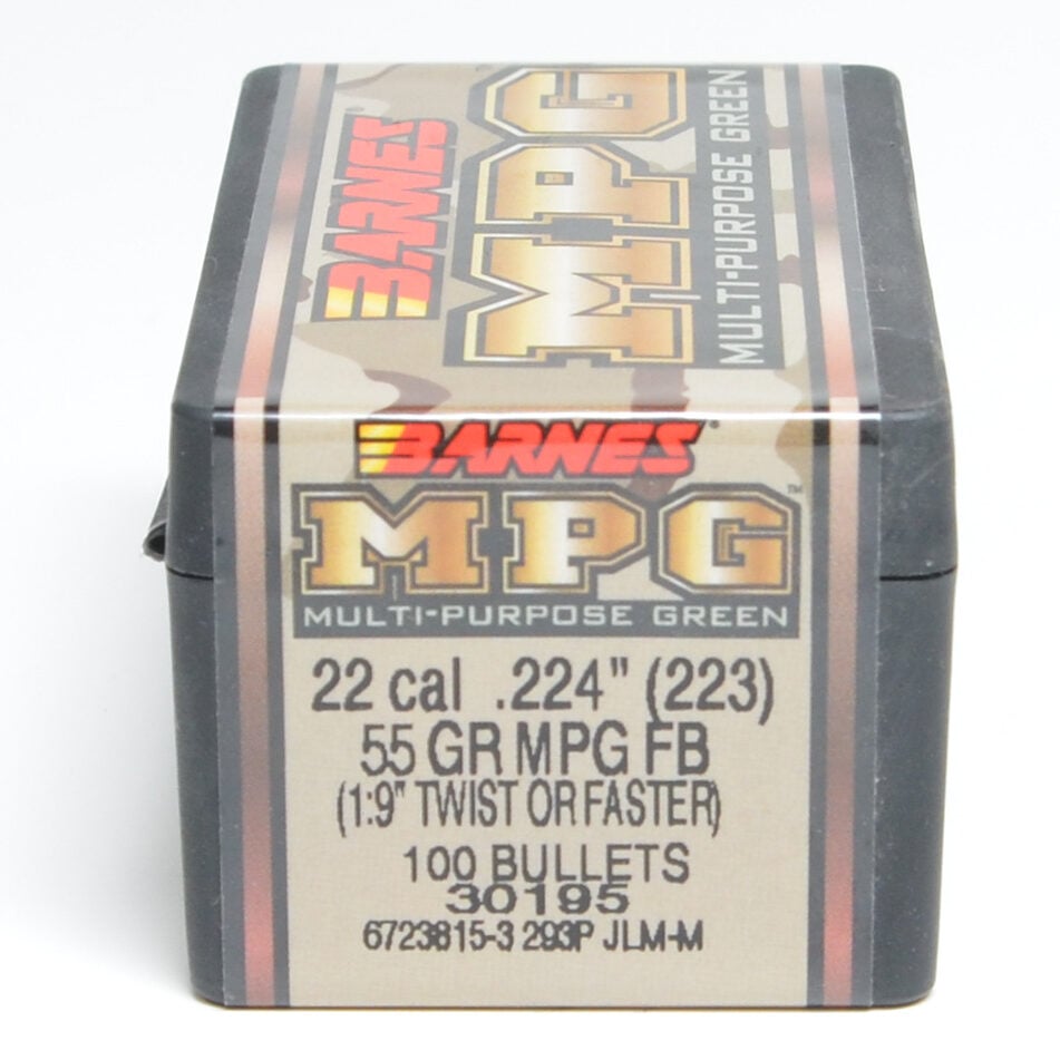 Barnes .224 Diameter 55 Grain Flat Base Hollow Point MPG 100 Count Bullets