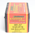 Barnes .243 Diameter 72 Grain Flat Base Hollow Point Varminator 100 Count Bullets