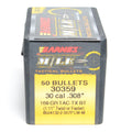 Barnes .308 Diameter 168 Grain Boat Tail Hollow Point Tactical 50 Count Bullets