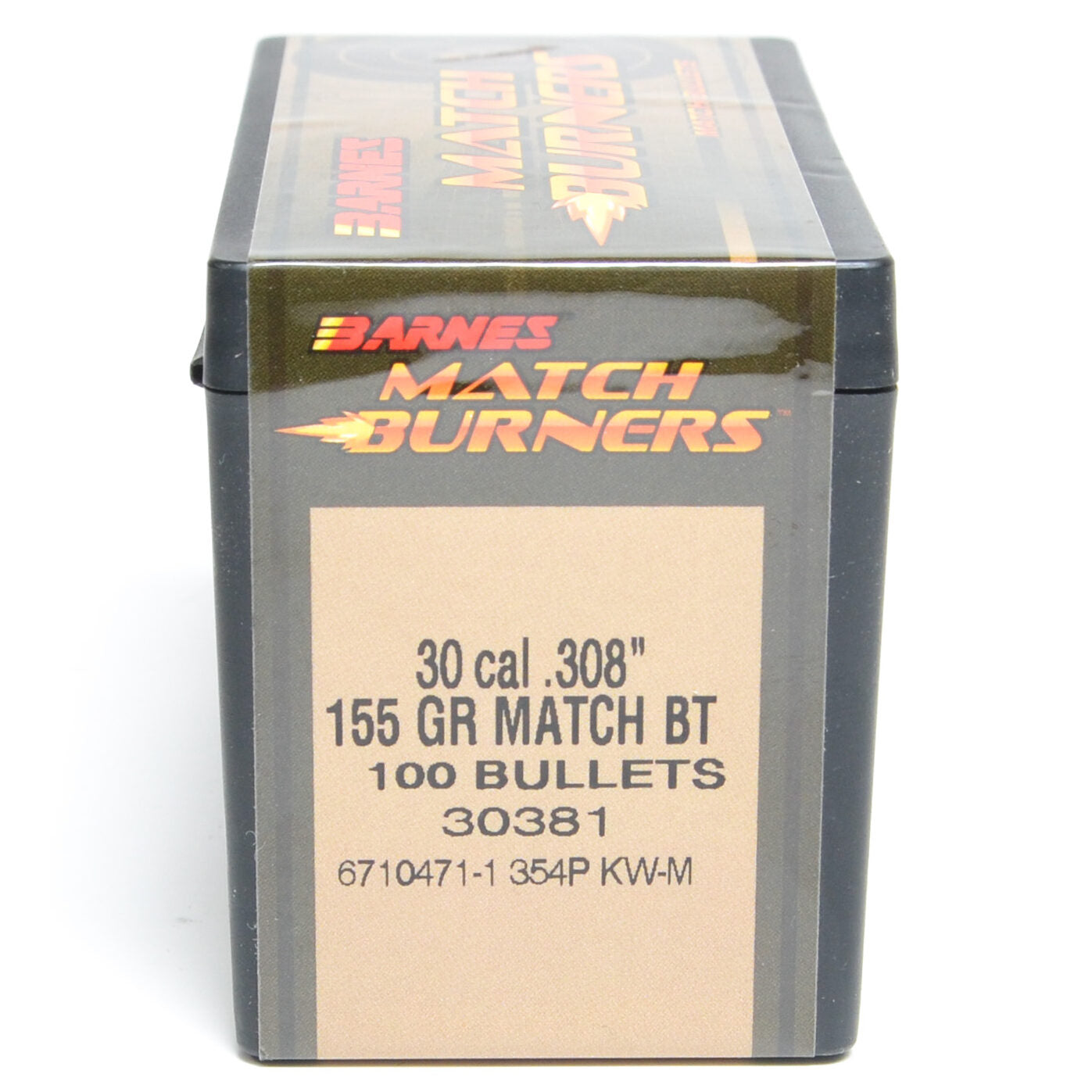 Barnes .308 Diameter 155 Grain Boat Tail Hollow Point Match Burner 100 Count Bullets