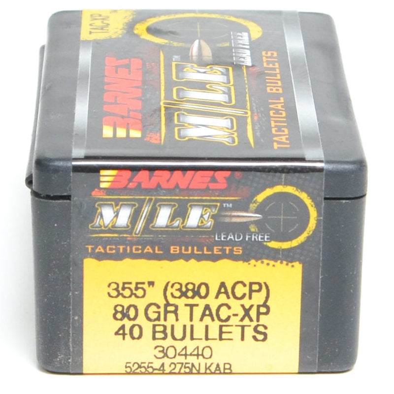 Barnes .355 Diameter 80 Grain Jacketed Hollow Point TAC-XP 40 Count Bullets (380 ACP)
