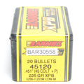 Barnes .451 Diameter 225 Grain Jacketed Hollow Point XPB 20 Count Bullets