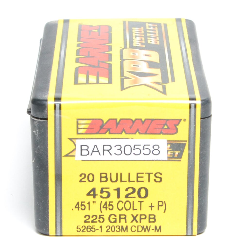 Barnes .451 Diameter 225 Grain Jacketed Hollow Point XPB 20 Count Bullets