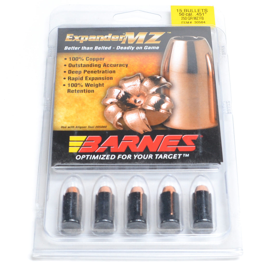 Barnes 50 Cal .451 Dia 250 Grain Muzzleloader Expander Muzzleloader Flat Base Bullet