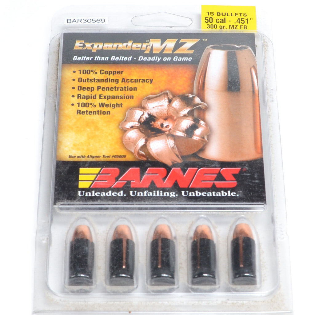Barnes 50 Cal .451 Dia 300 Grain Muzzleloader Expander Muzzleloader Flat Base Bullet