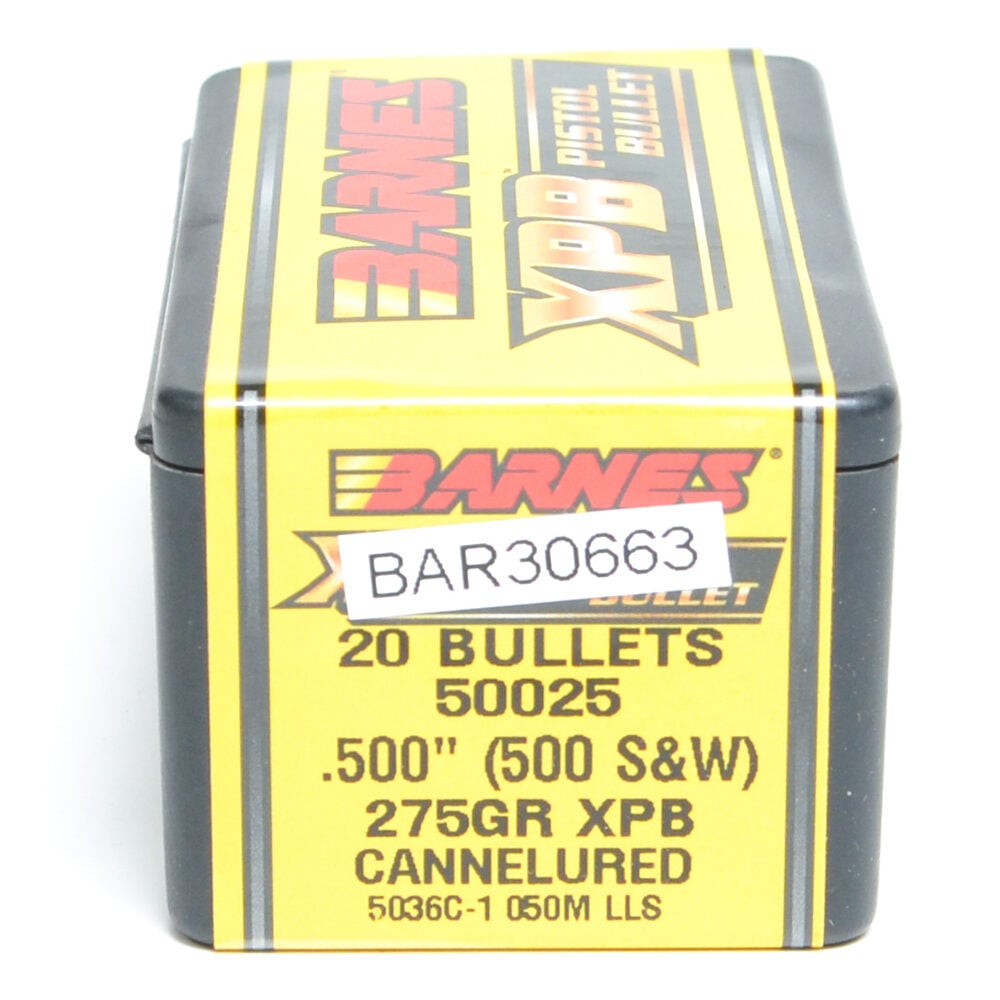 Barnes .500 Diameter 275 Grain Jacketed Hollow Point XPB 20 Count Bullets