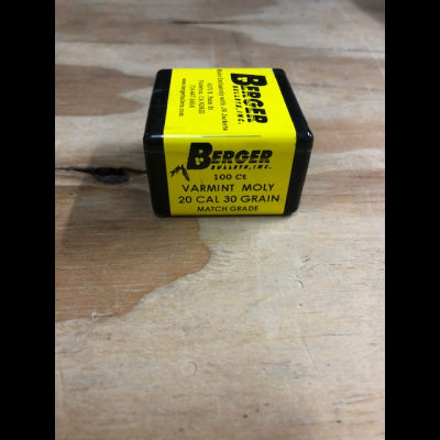 Berger .204 Diameter 30 Grain Polymer Tip Box of Match Varmit 100 Count Bullets