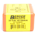Berger .204 Diameter 40 Grain Boat Tail Hollow Point Varmint Bullets