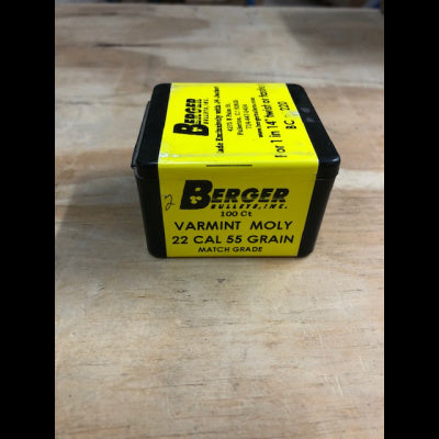 Berger .224 Diameter 55 Grain Polymer Tip Varmit 100 Count Bullets