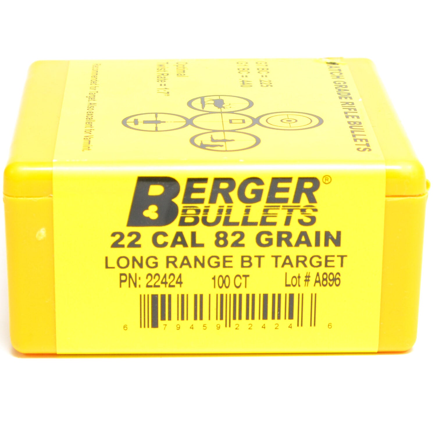 Berger .224 Diameter 82 Grain Boat Tail Hollow Point 100 Count Bullets