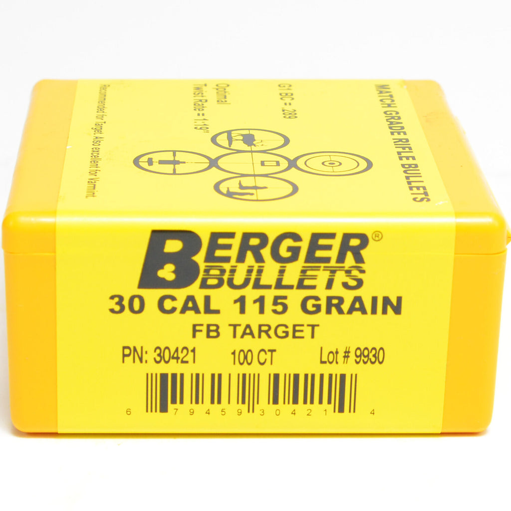Berger .308 Diameter 115 Grain Hollow Point Flat Base Target Bullets