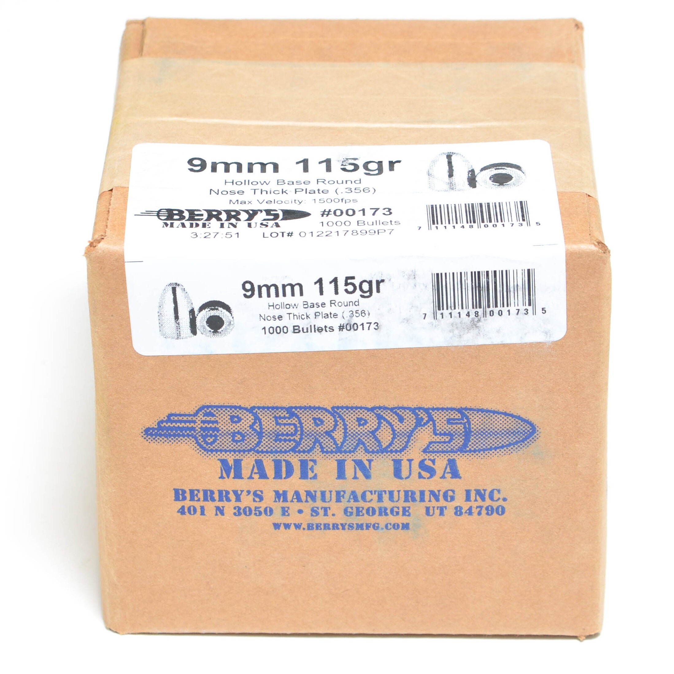 Berry's .356 Diameter 115 Grain Hollow Base Round Nose Bullets