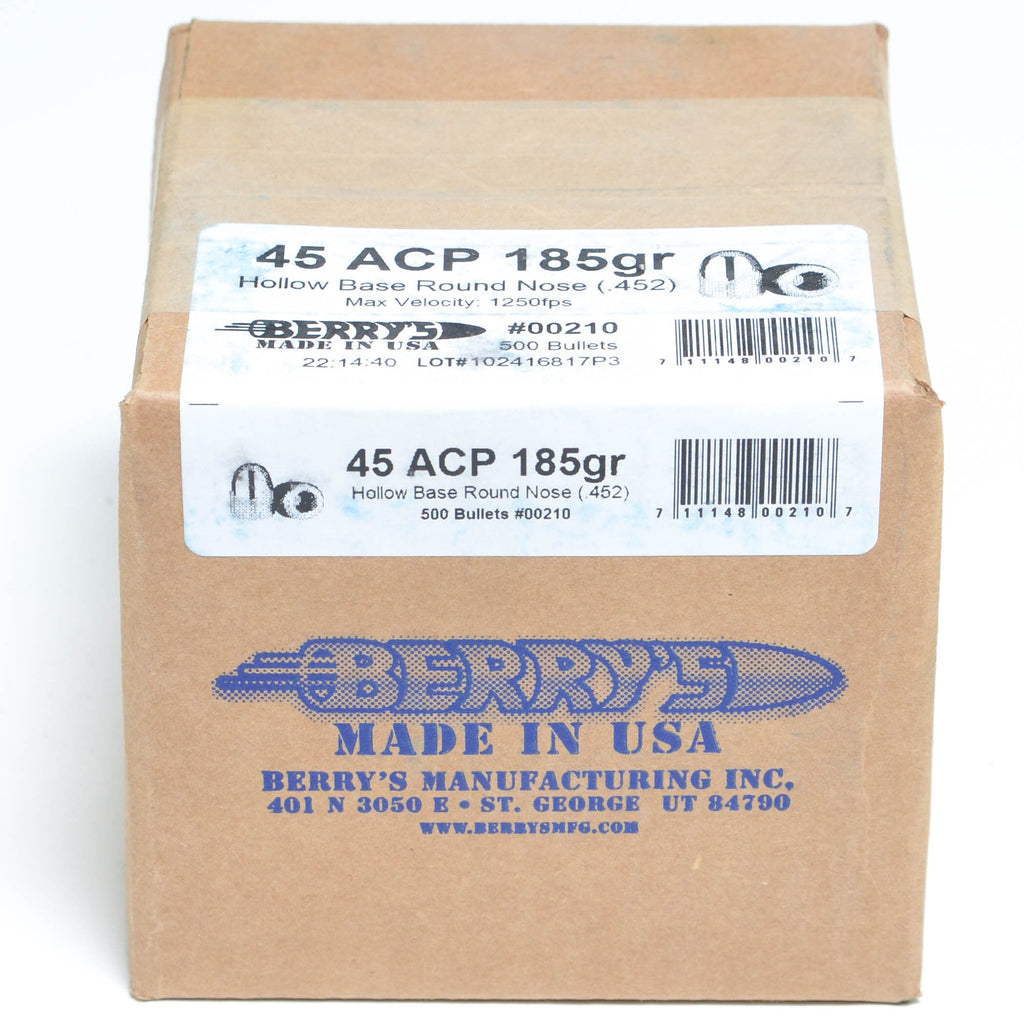Berry's .452 Diameter 185 Grain Hollow Base Round Nose Bullets