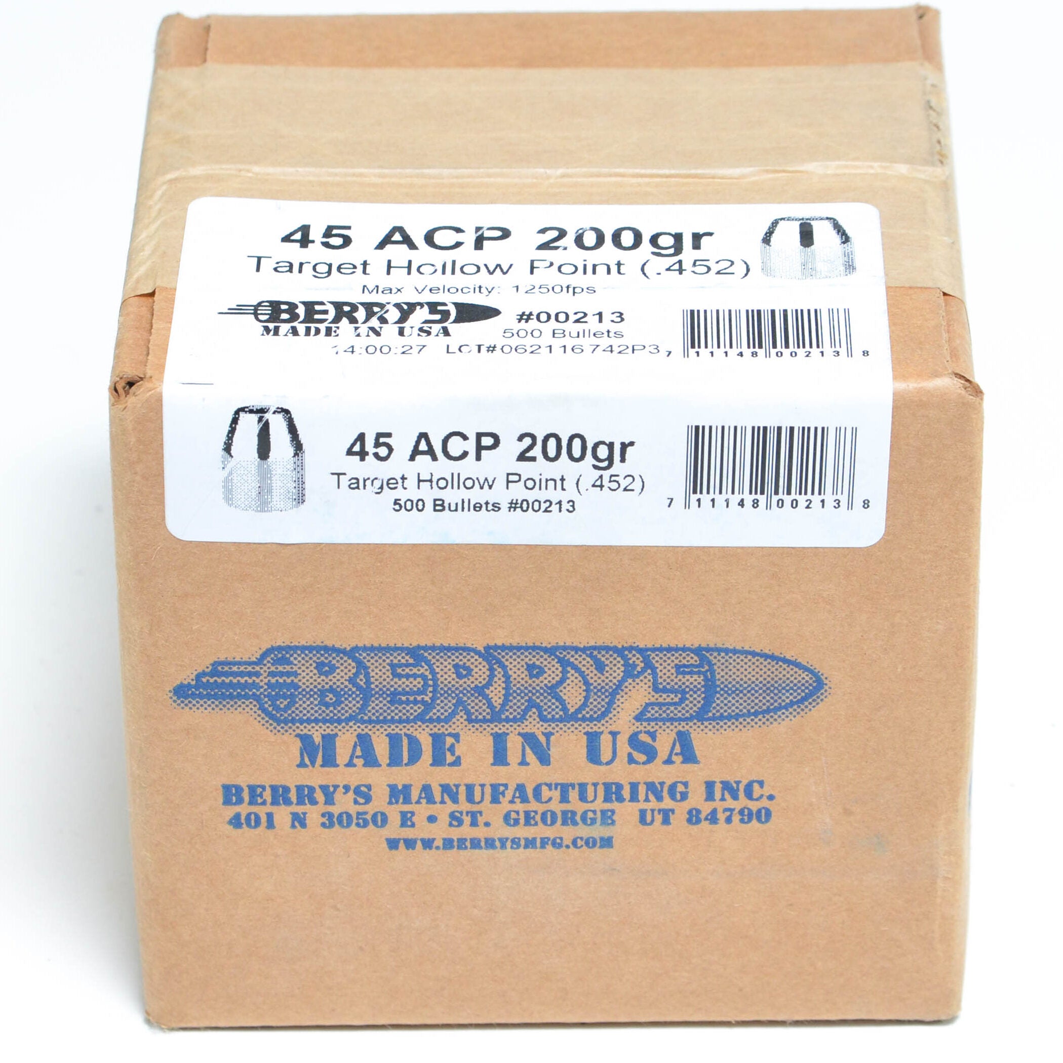 Berry's .452 Diameter 200 Grain Hollow Point Target 500 Count Bullets