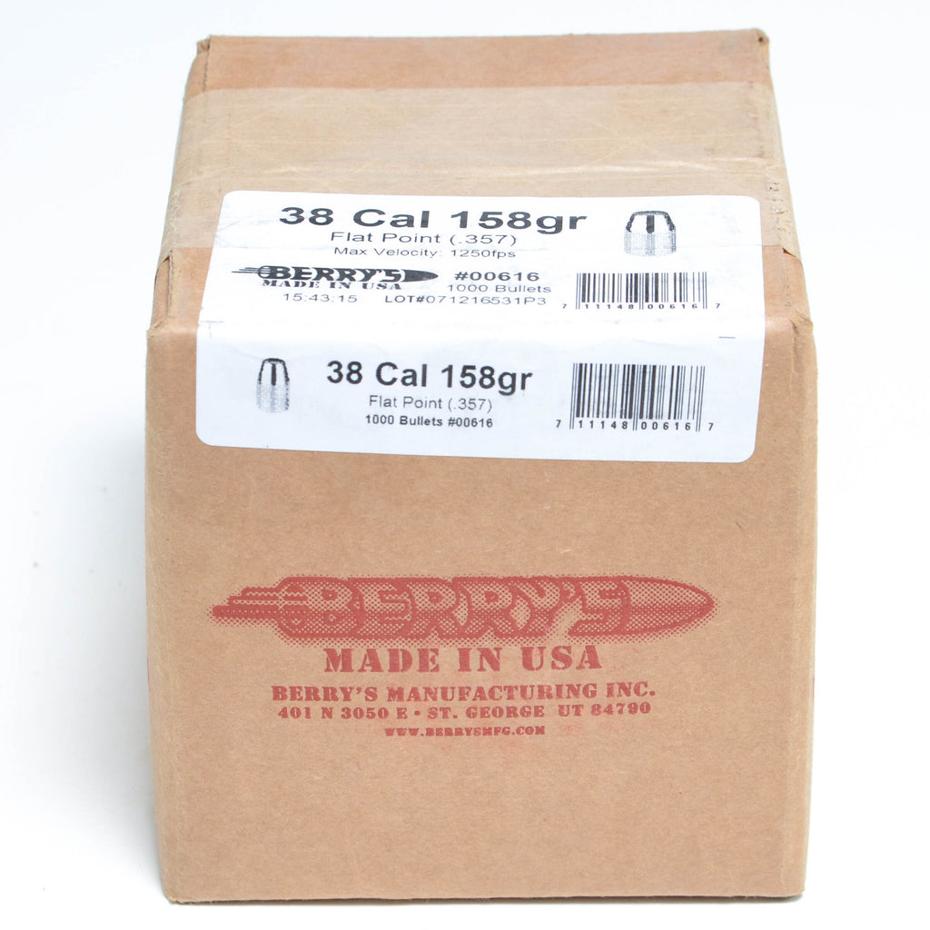 Berry's .357 Diameter 158 Grain Flat Point Bullets (38 Special, 357 Magnum)