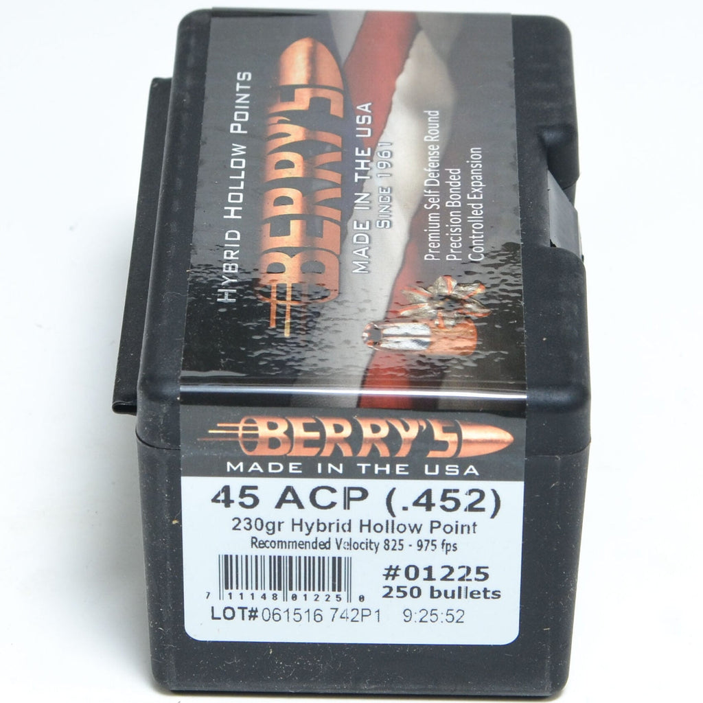 Berry's .452 Diameter 230 Grain Hollow Point Target Bullets