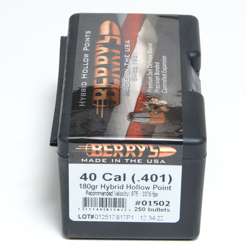 Berry's .401 Diameter 180 Grain Hollow Point Target Bullets