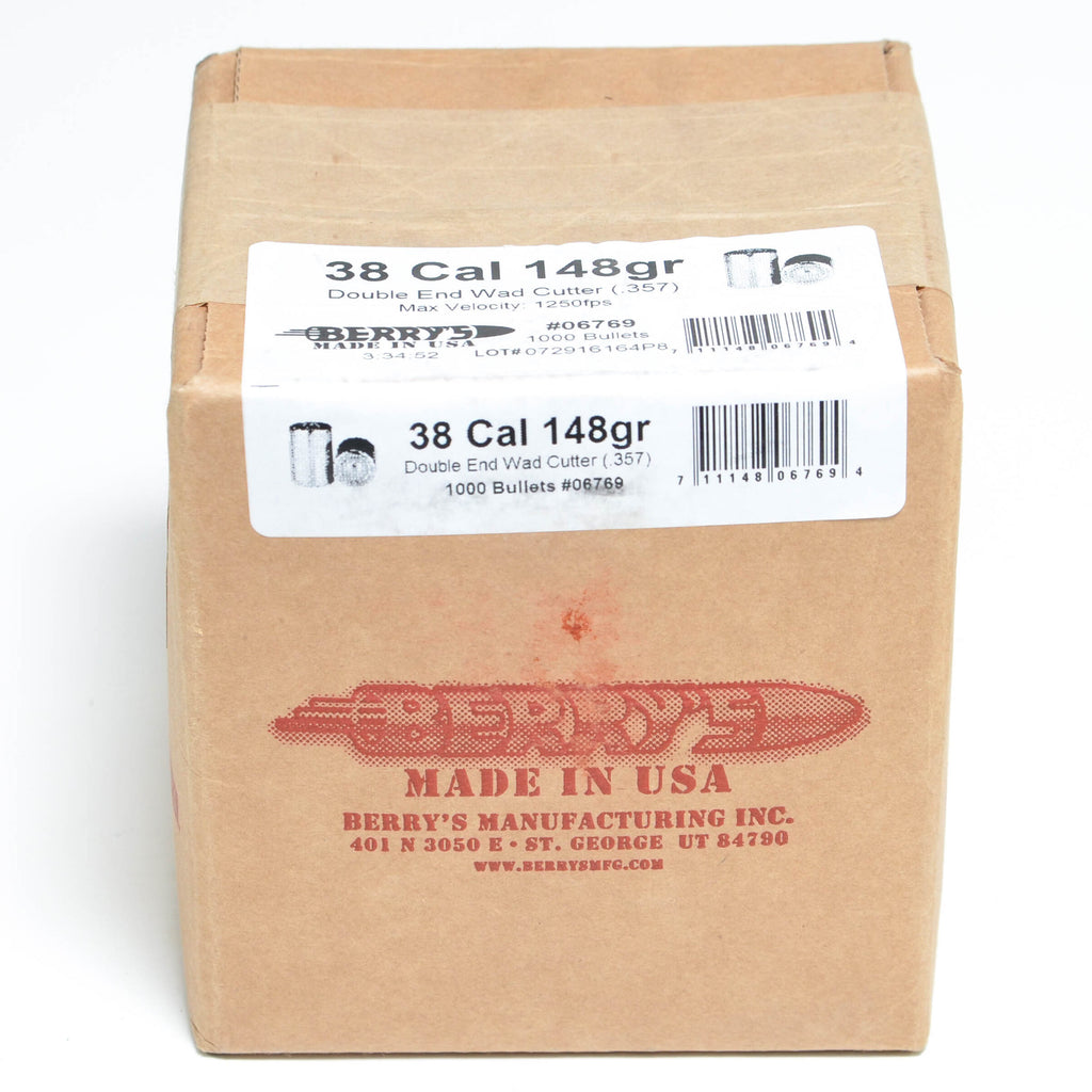 Berry's .357 Diameter 148 Grain Double Ended Wadcutter Bullets (38 Special, 357 Magnum)