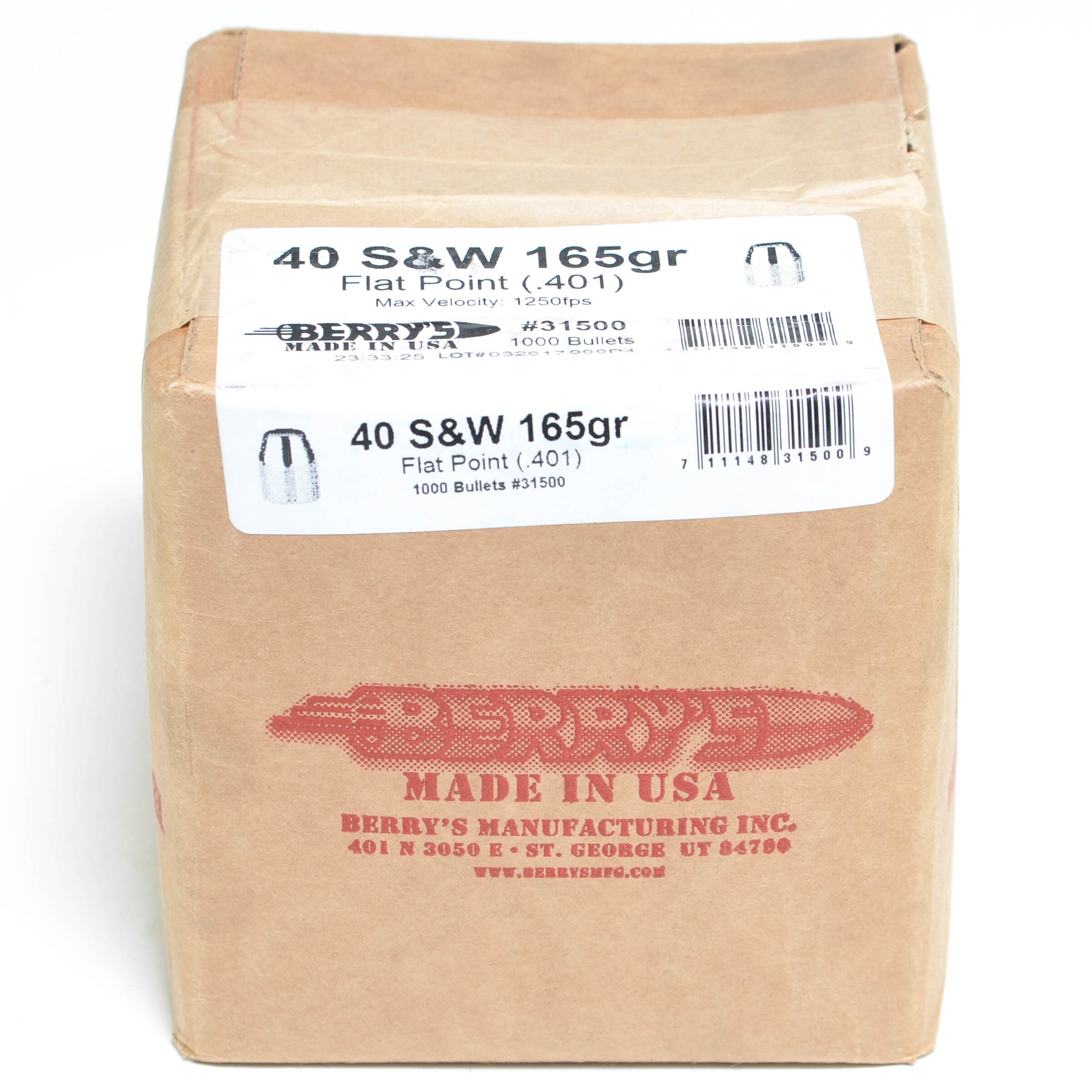 Berry's .401 Diameter 165 Grain Flat Point Bullets