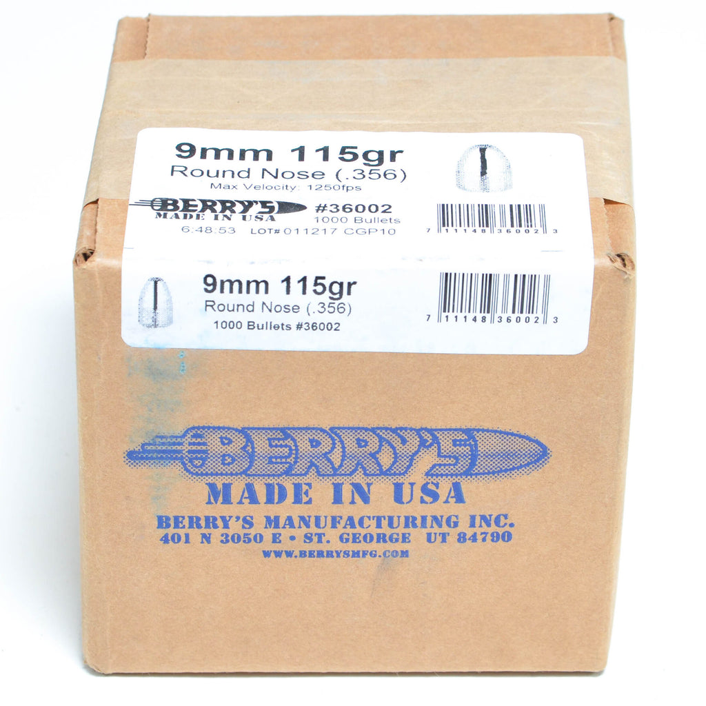 Berry's .356 Diameter 115 Grain Round Nose Bullets