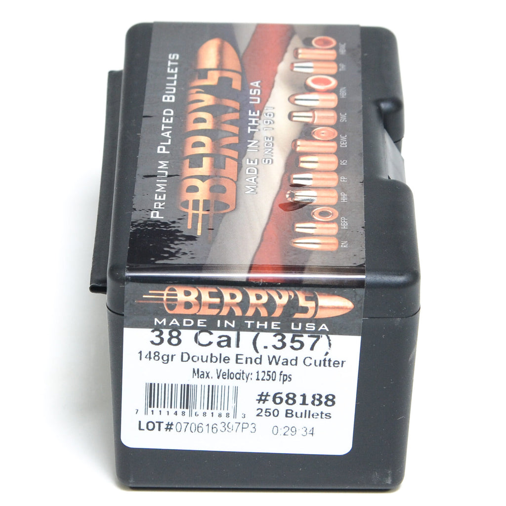 Berry's .357 Diameter 148 Grain Double Ended Wadcutter Bullets (38 Special, 357 Magnum)