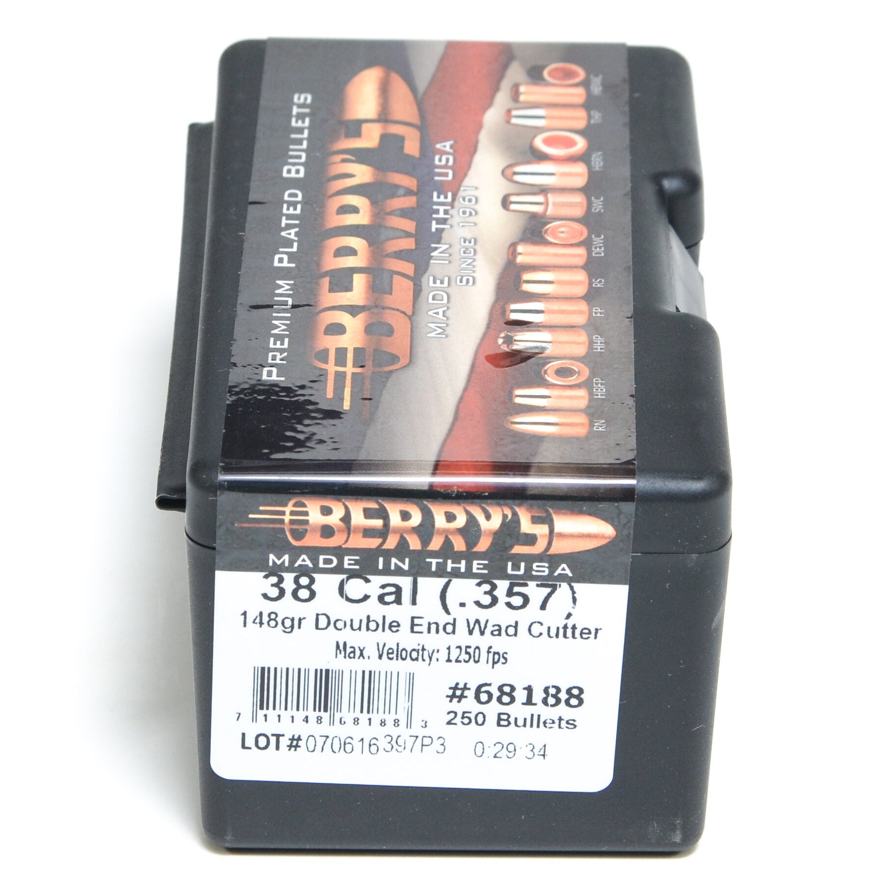 Berry's .357 Diameter 148 Grain Double Ended Wadcutter Bullets (38 Special, 357 Magnum)