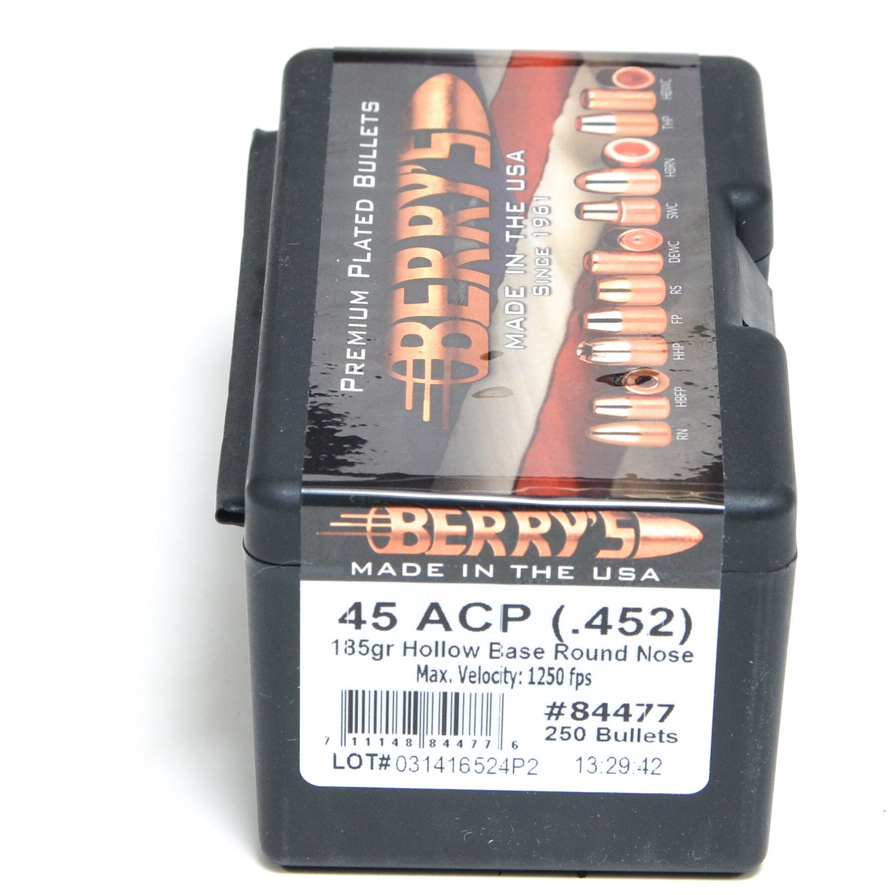 Berry's .452 Diameter 185 Grain Hollow Base Round Nose Bullets