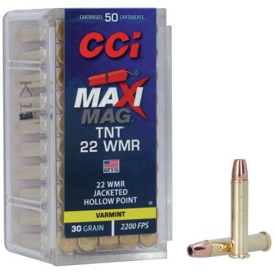CCI Ammunition 22 Winchester Magnum Rimfire (WMR) 30 Grain Jacketed Hollow Point 50 Count