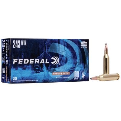 Federal Ammunition 243 Winchester 100 Grain Jacketed Soft Point 20 Count