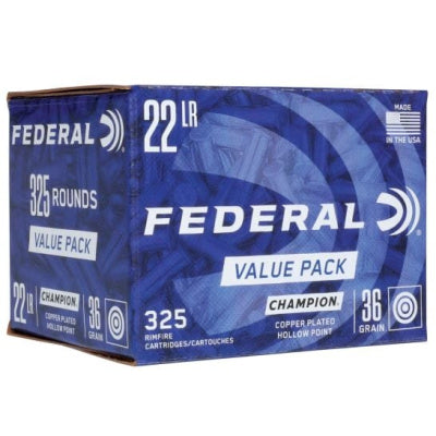 Federal Ammunition 22 Long Rifle 36 Grain Plated Hollow Point 325 Count