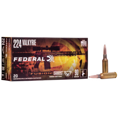 Federal Ammunition 224 Valkyrie 90 Grain Bonded Spitzer 20 Count